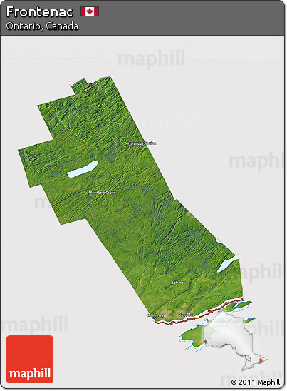 Satellite 3D Map of Frontenac, cropped outside