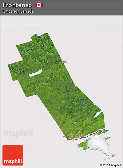 Satellite 3D Map of Frontenac, cropped outside