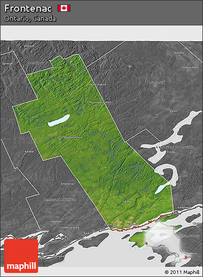 Satellite 3D Map of Frontenac, desaturated