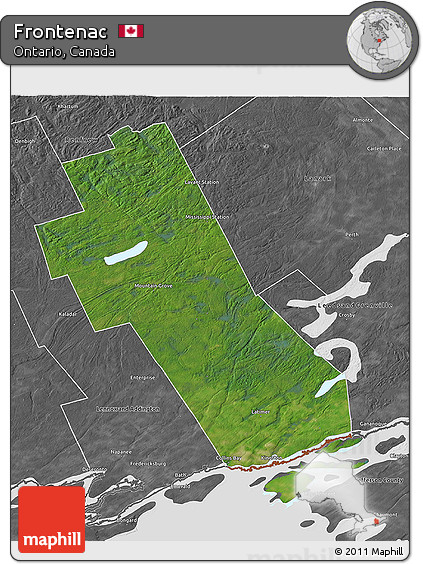 Satellite 3D Map of Frontenac, desaturated