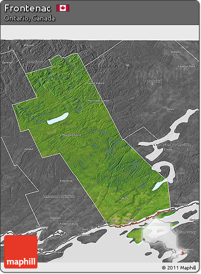 Satellite 3D Map of Frontenac, desaturated