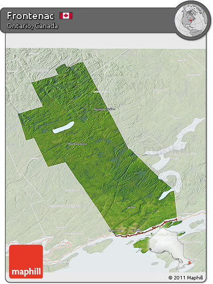 Satellite 3D Map of Frontenac, lighten