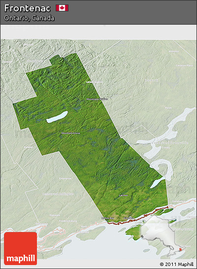 Satellite 3D Map of Frontenac, lighten