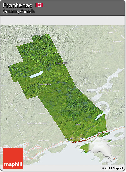 Satellite 3D Map of Frontenac, lighten