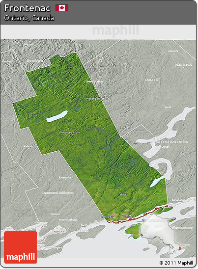 Satellite 3D Map of Frontenac, lighten, semi-desaturated