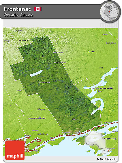 Satellite 3D Map of Frontenac, physical outside