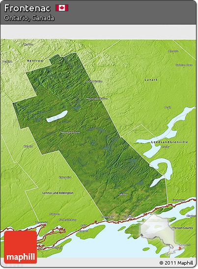 Satellite 3D Map of Frontenac, physical outside