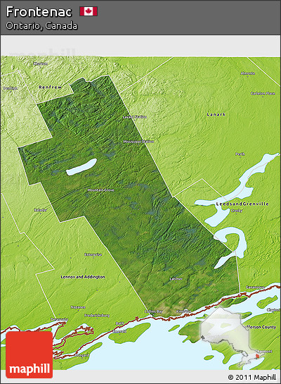 Satellite 3D Map of Frontenac, physical outside