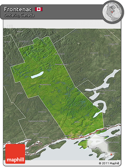 Satellite 3D Map of Frontenac, semi-desaturated