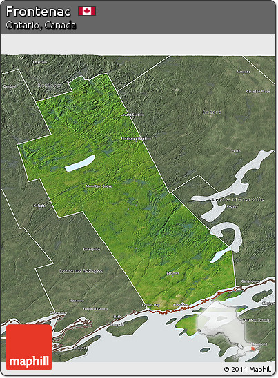 Satellite 3D Map of Frontenac, semi-desaturated