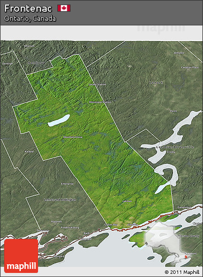 Satellite 3D Map of Frontenac, semi-desaturated