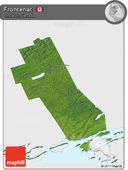 Satellite 3D Map of Frontenac, single color outside