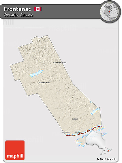 Shaded Relief 3D Map of Frontenac, cropped outside