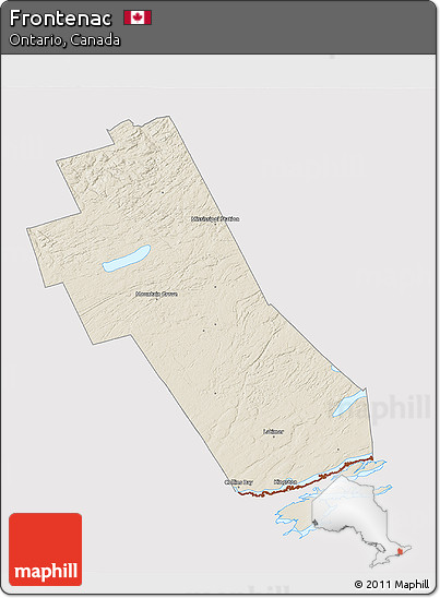 Shaded Relief 3D Map of Frontenac, cropped outside