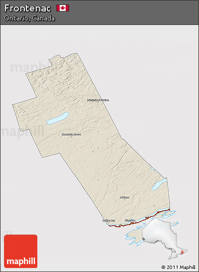 Shaded Relief 3D Map of Frontenac, cropped outside