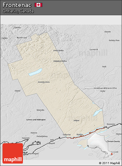 Shaded Relief 3D Map of Frontenac, desaturated
