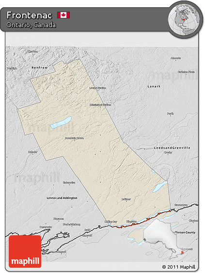 Shaded Relief 3D Map of Frontenac, desaturated