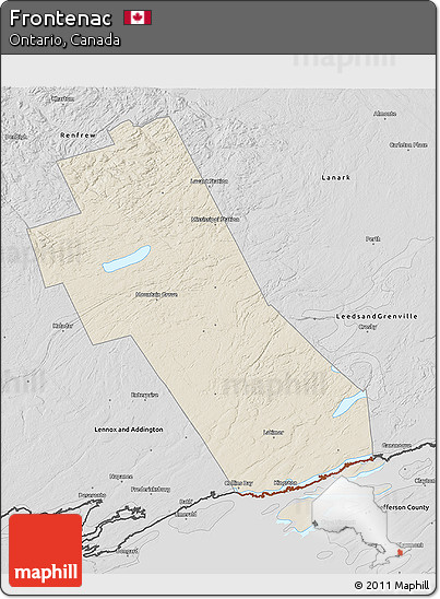 Shaded Relief 3D Map of Frontenac, desaturated