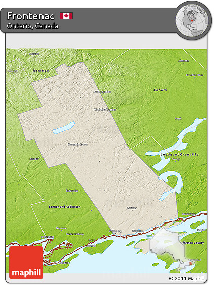 Shaded Relief 3D Map of Frontenac, physical outside