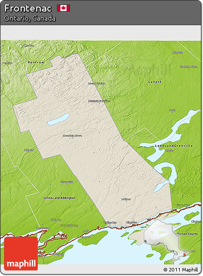Shaded Relief 3D Map of Frontenac, physical outside