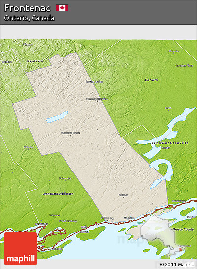 Shaded Relief 3D Map of Frontenac, physical outside