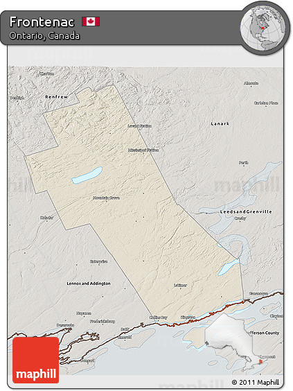 Shaded Relief 3D Map of Frontenac, semi-desaturated