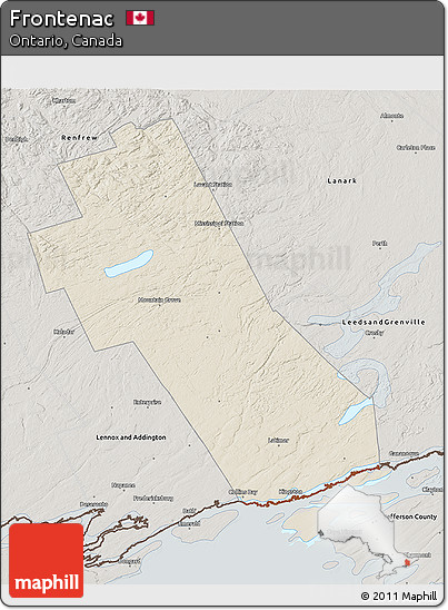 Shaded Relief 3D Map of Frontenac, semi-desaturated