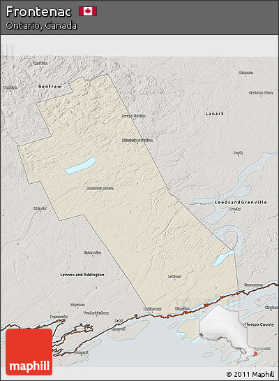 Shaded Relief 3D Map of Frontenac, semi-desaturated