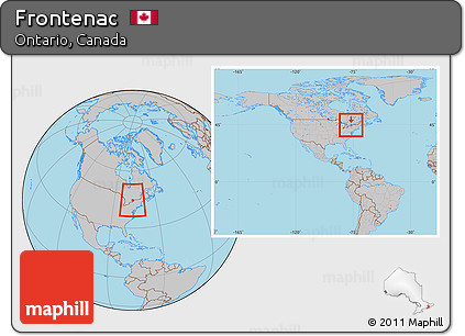 Gray Location Map of Frontenac, within the entire country