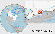 Gray Location Map of Frontenac, highlighted country, hill shading