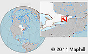Gray Location Map of Frontenac, highlighted parent region, hill shading