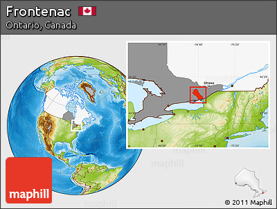 Physical Location Map of Frontenac, highlighted country, highlighted parent region