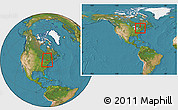 Satellite Location Map of Frontenac, within the entire country