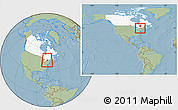 Savanna Style Location Map of Frontenac, highlighted country, within the entire country, hill shading