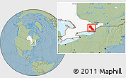 Savanna Style Location Map of Frontenac, highlighted parent region, hill shading