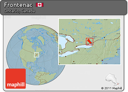Savanna Style Location Map of Frontenac, hill shading