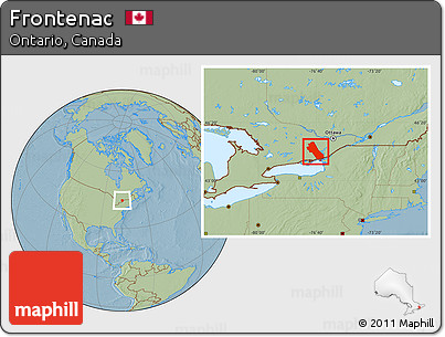 Savanna Style Location Map of Frontenac, hill shading