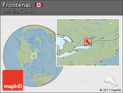 Savanna Style Location Map of Frontenac, hill shading