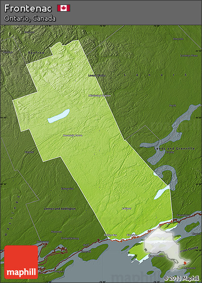 Physical Map of Frontenac, darken