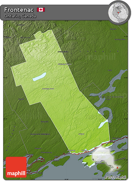 Physical Map of Frontenac, darken