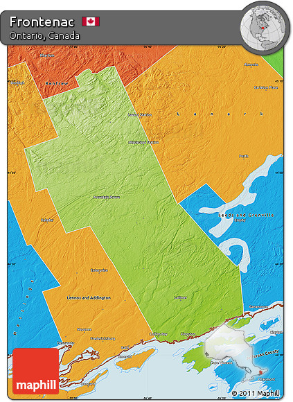 Physical Map of Frontenac, political outside