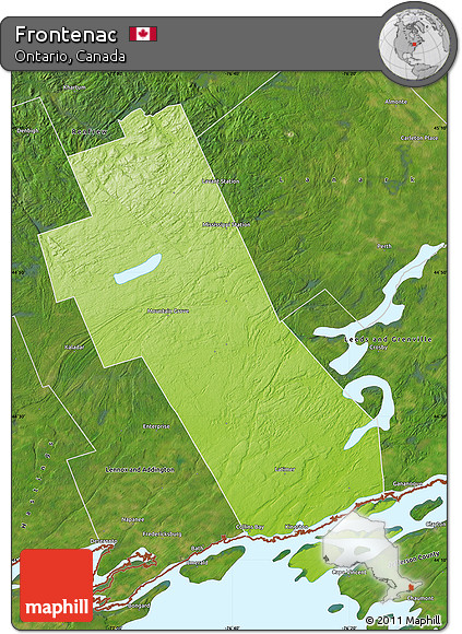 Physical Map of Frontenac, satellite outside