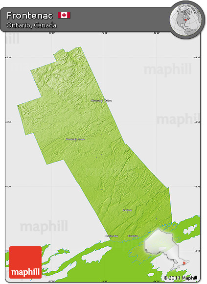 Physical Map of Frontenac, single color outside