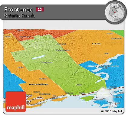 Physical Panoramic Map of Frontenac, political outside