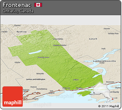 Physical Panoramic Map of Frontenac, shaded relief outside