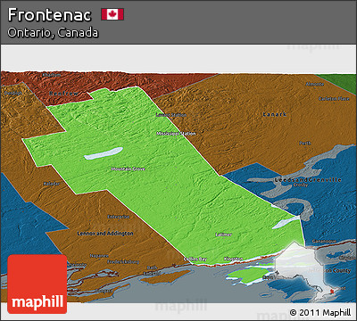 Political Panoramic Map of Frontenac, darken