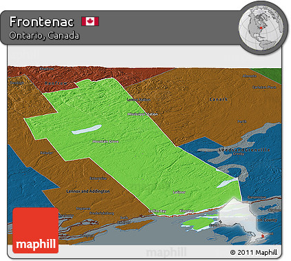 Political Panoramic Map of Frontenac, darken