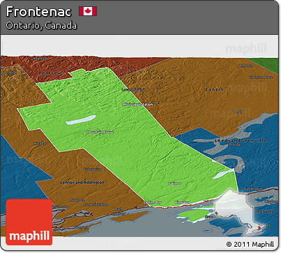 Political Panoramic Map of Frontenac, darken