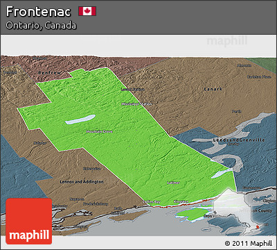 Political Panoramic Map of Frontenac, darken, semi-desaturated