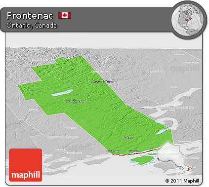 Political Panoramic Map of Frontenac, lighten, desaturated